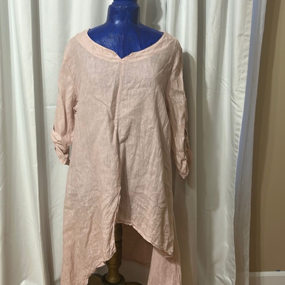 HD Diffusion in Paris Blush Pink Tunic Top Linen